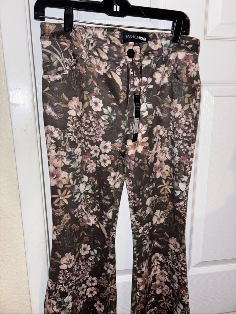 Fashion Nova Brown Floral Boot Cut Pants